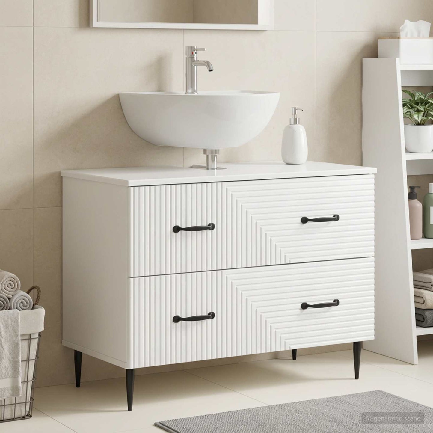 vidaXL Bathroom Sink Cabinet HAARLEM High Gloss White 82 x 41x 58.5 cm