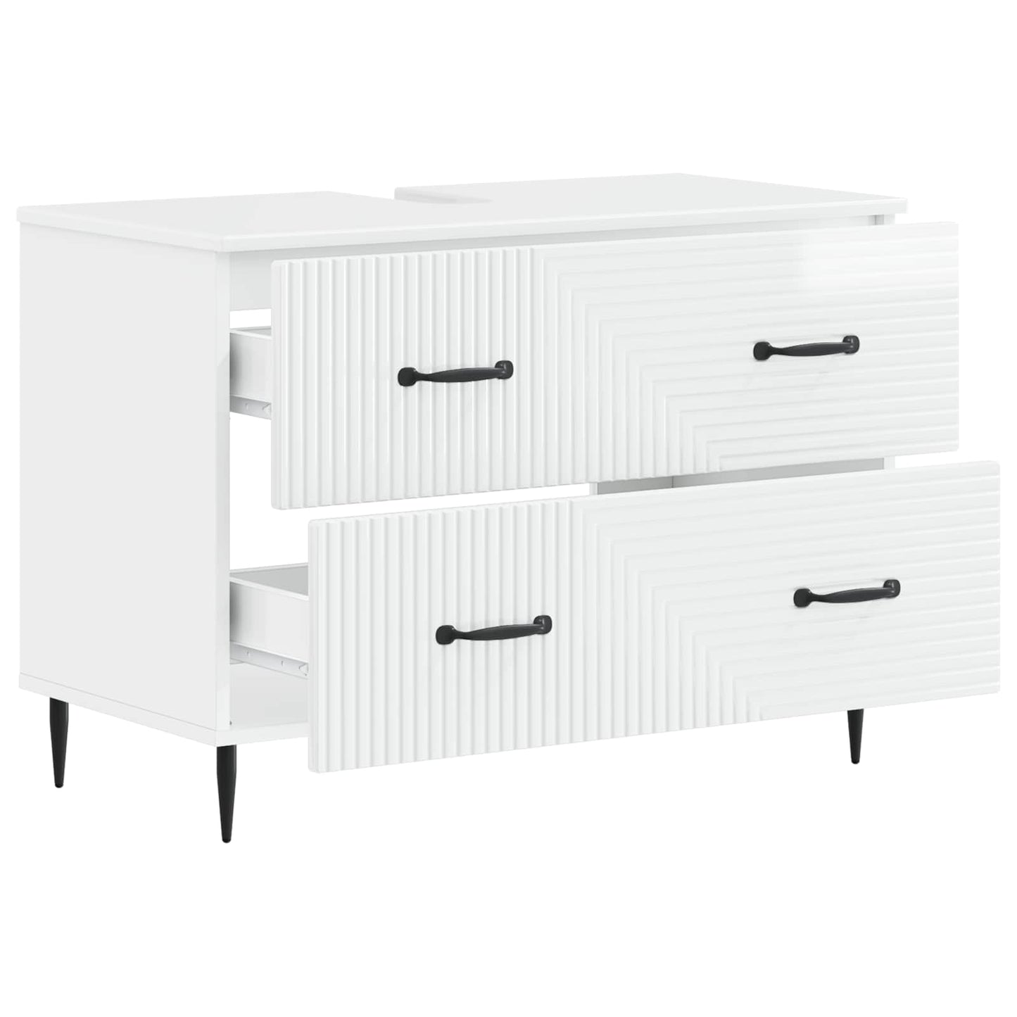 vidaXL Bathroom Sink Cabinet HAARLEM High Gloss White 82 x 41x 58.5 cm