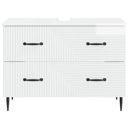 vidaXL Bathroom Sink Cabinet HAARLEM High Gloss White 82 x 41x 58.5 cm