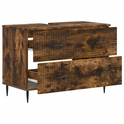 vidaXL Bathroom Sink Cabinet HAARLEM Smoked Oak 82 x 41x 58.5 cm