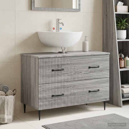 vidaXL Bathroom Sink Cabinet HAARLEM Grey Sonoma 82 x 41x 58.5 cm