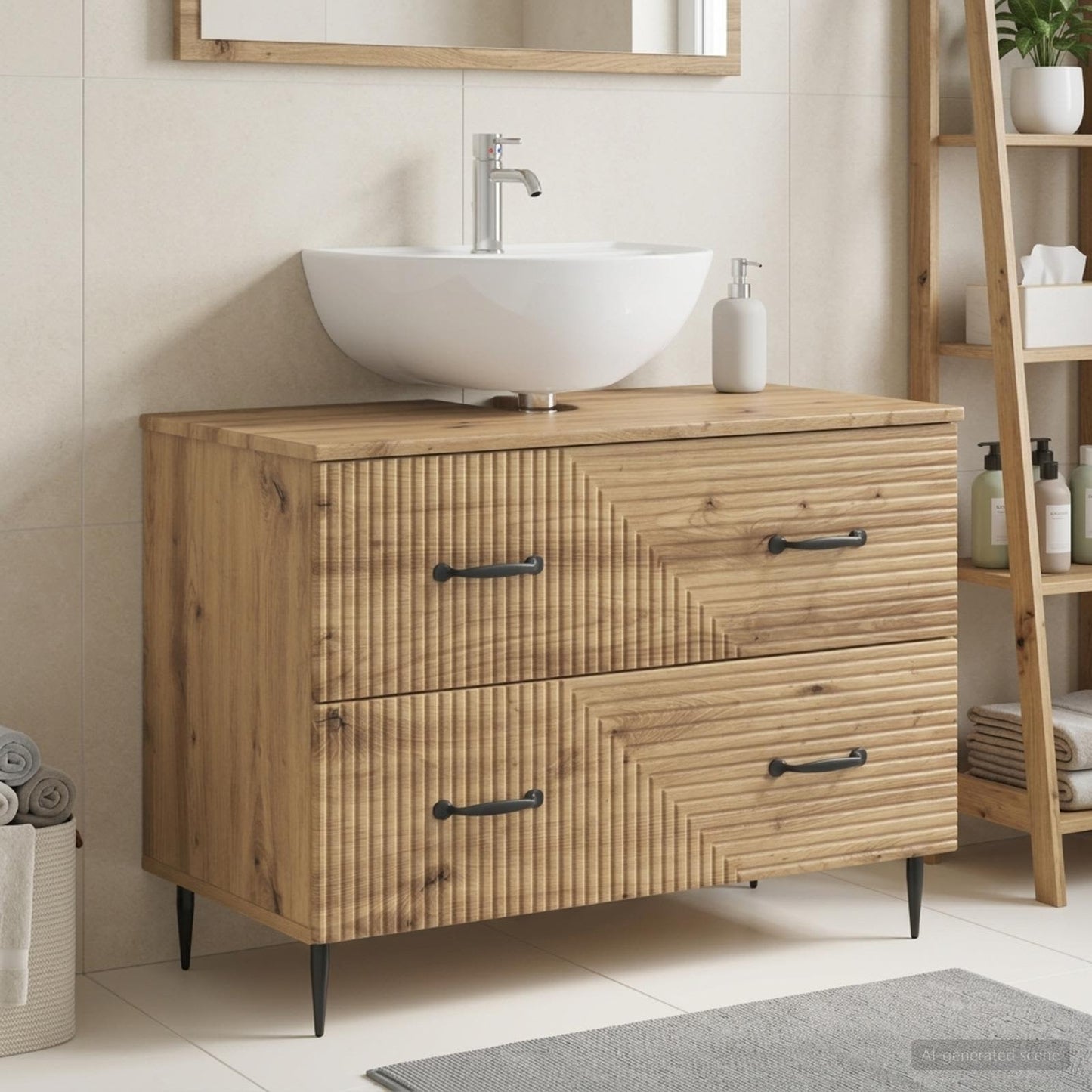 vidaXL Bathroom Sink Cabinet HAARLEM Artisan Oak 82 x 41x 58.5 cm