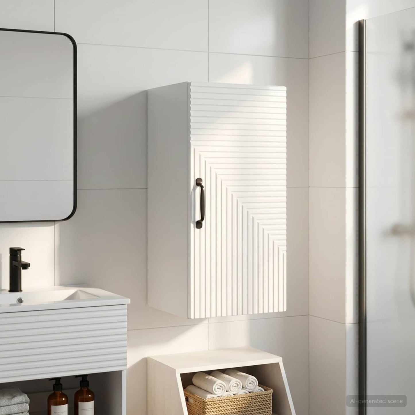 vidaXL Bathroom Wall Cabinet HAARLEM High Gloss White 30 x 31 x 59 cm