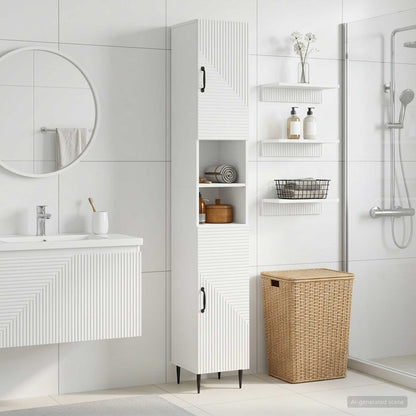 vidaXL Bathroom Cabinet with Open Shelf HAARLEM White 30 x 31 x 190 cm