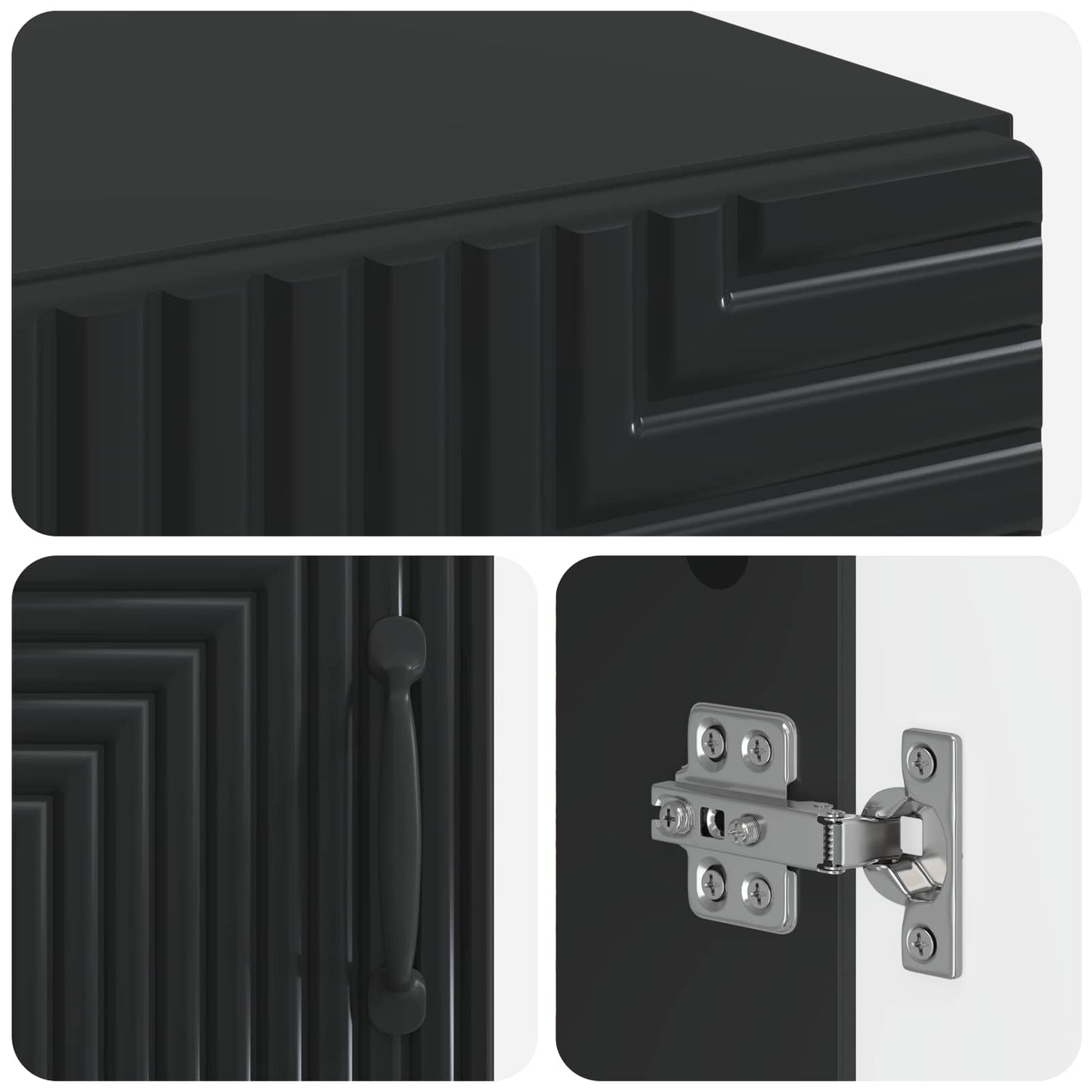 vidaXL Bathroom Cabinet with Open Shelf HAARLEM Black 30 x 31 x 190 cm