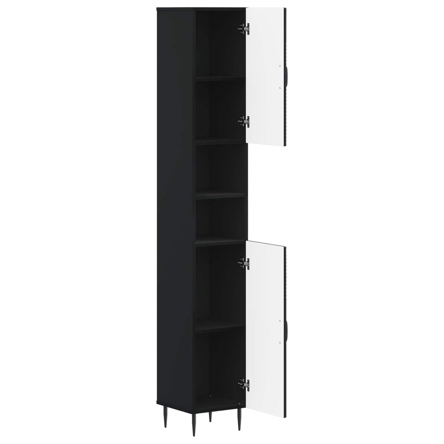 vidaXL Bathroom Cabinet with Open Shelf HAARLEM Black 30 x 31 x 190 cm