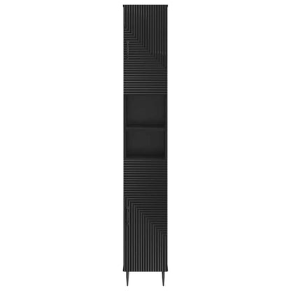 vidaXL Bathroom Cabinet with Open Shelf HAARLEM Black 30 x 31 x 190 cm