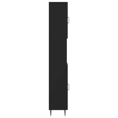 vidaXL Bathroom Cabinet with Open Shelf HAARLEM Black 30 x 31 x 190 cm