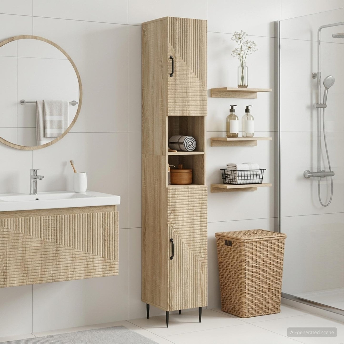 vidaXL Bathroom Cabinet with Open Shelf HAARLEM Sonoma Oak