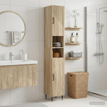 vidaXL Bathroom Cabinet with Open Shelf HAARLEM Sonoma Oak