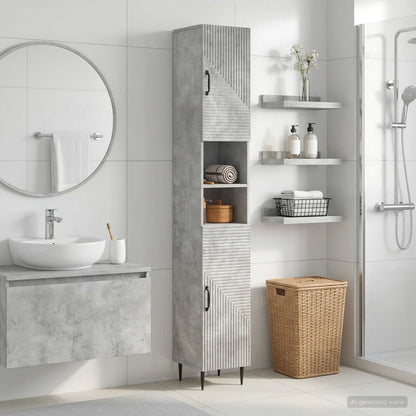 vidaXL Bathroom Cabinet with Open Shelf HAARLEM Concrete Grey