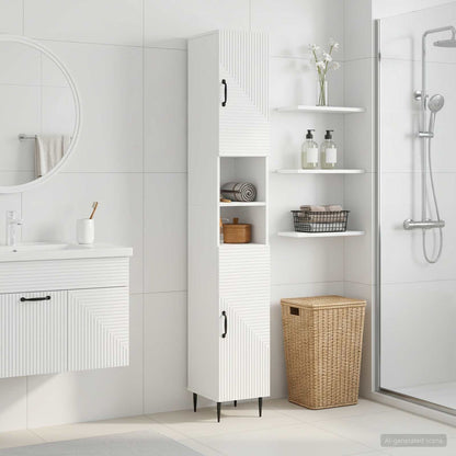 vidaXL Bathroom Cabinet with Open Shelf HAARLEM High Gloss White