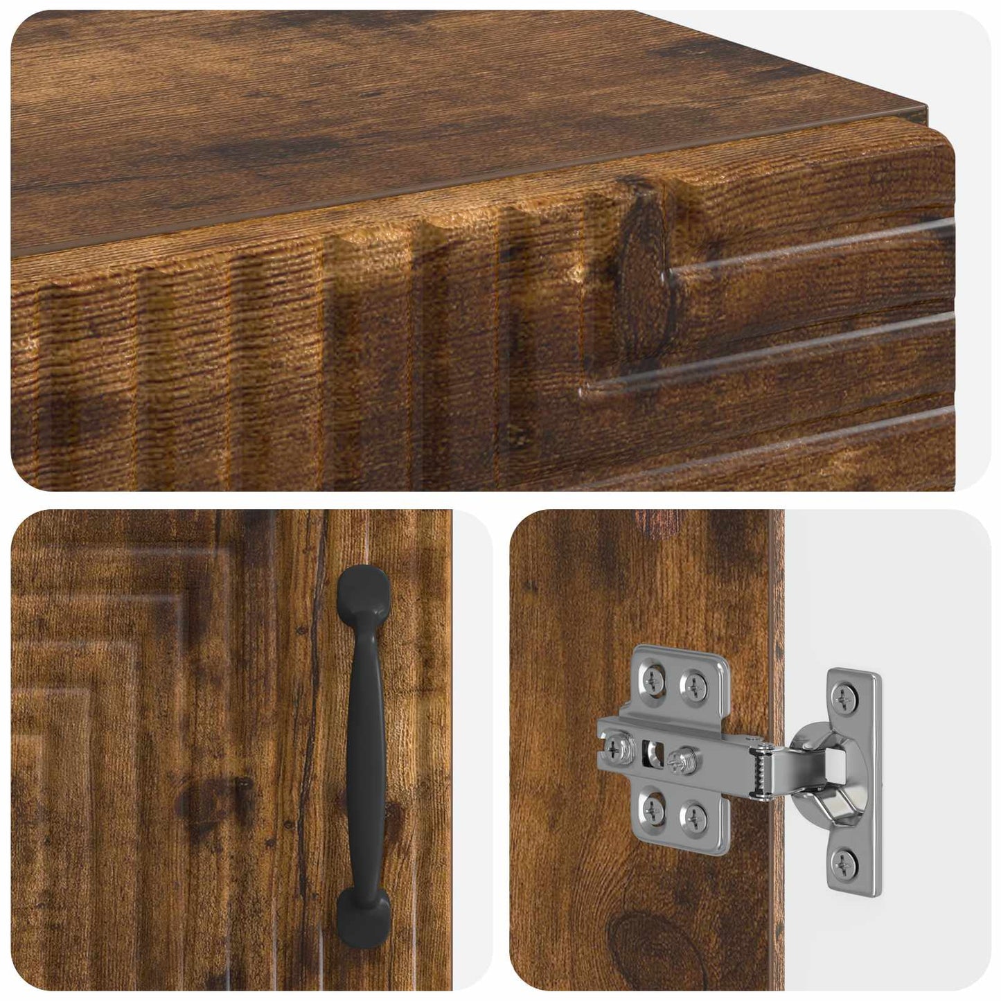 vidaXL Bathroom Cabinet with Open Shelf HAARLEM Smoked Oak