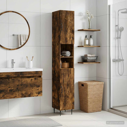 vidaXL Bathroom Cabinet with Open Shelf HAARLEM Smoked Oak