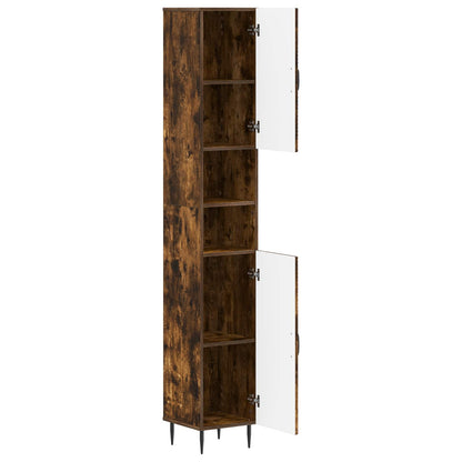 vidaXL Bathroom Cabinet with Open Shelf HAARLEM Smoked Oak