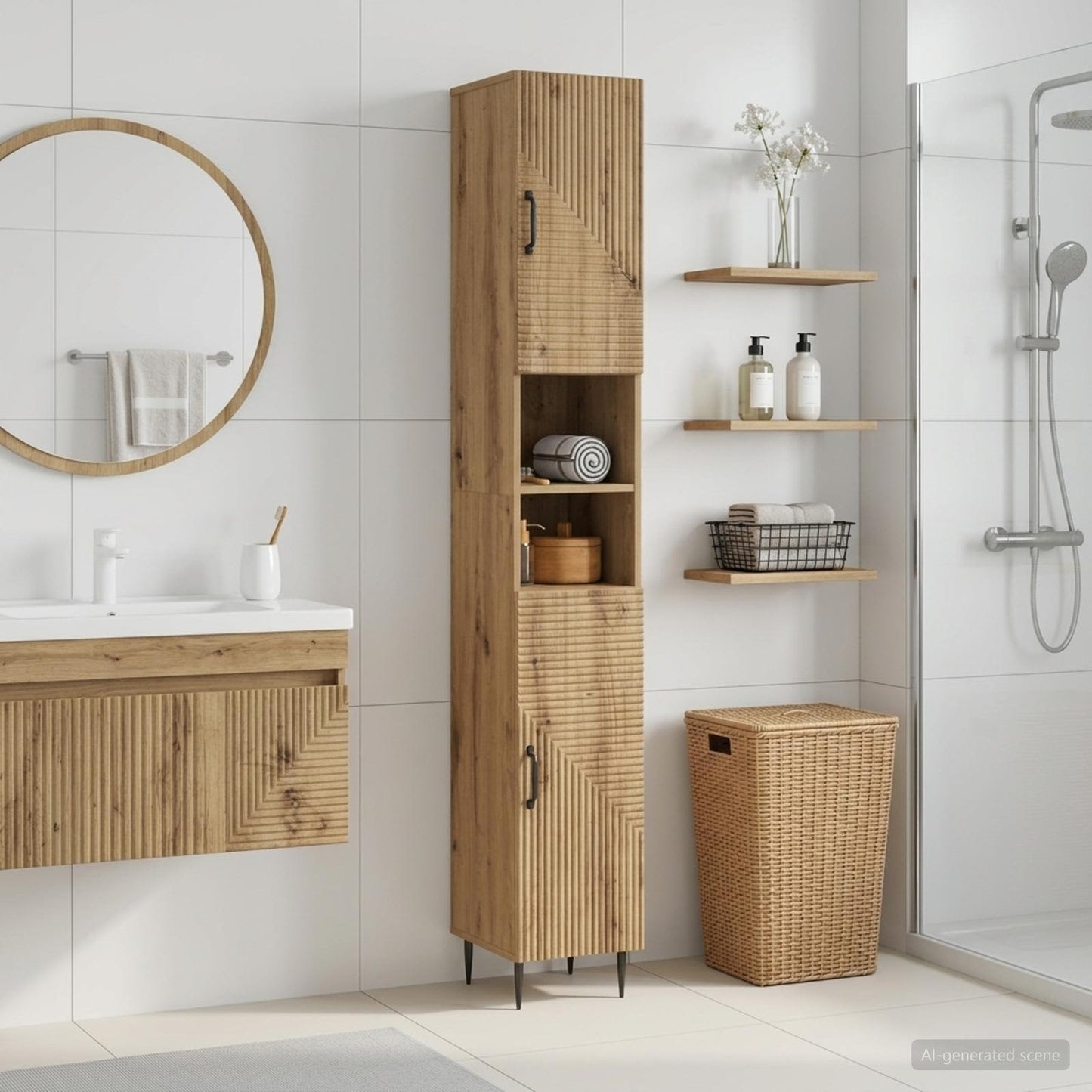 vidaXL Bathroom Cabinet with Open Shelf HAARLEM Artisan Oak