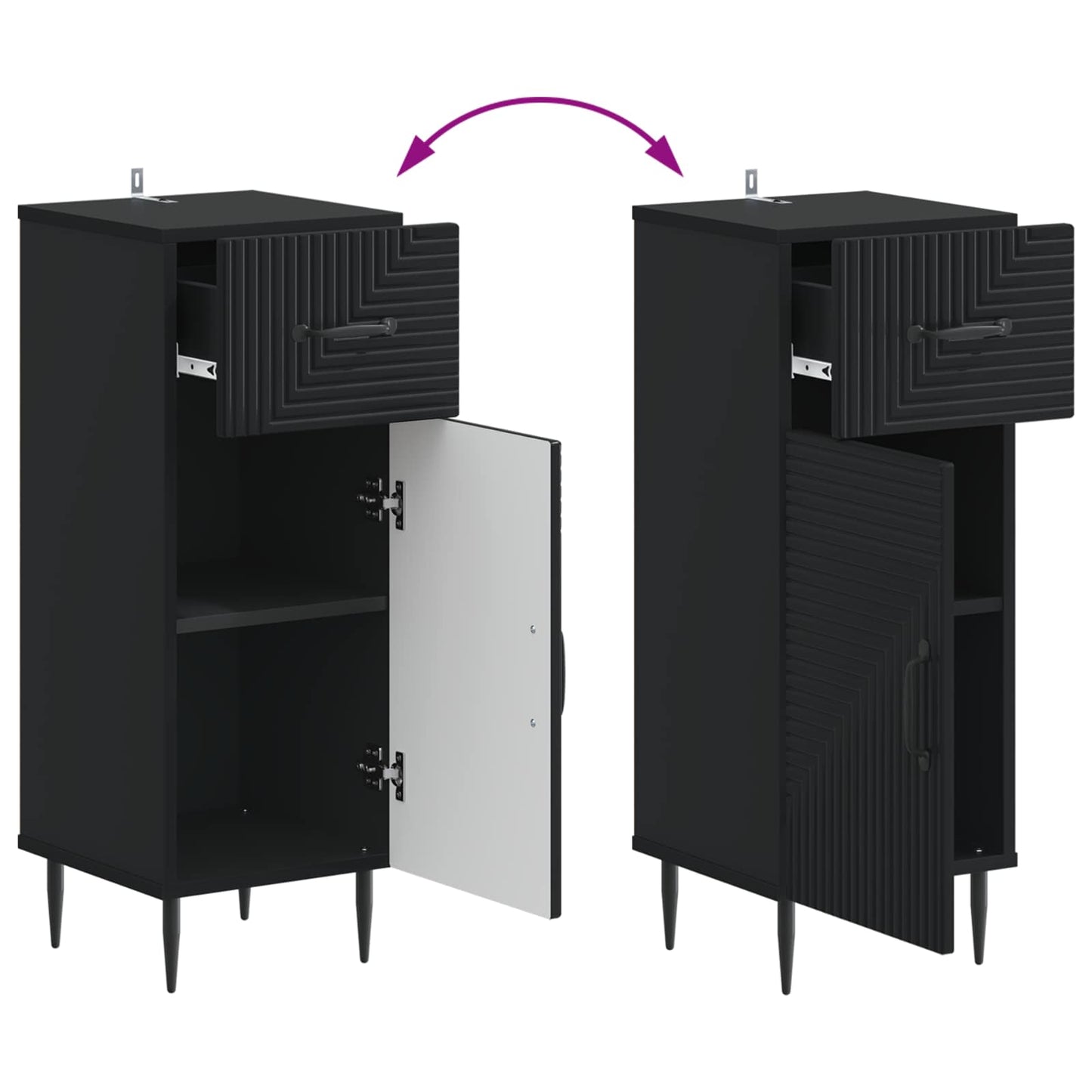 vidaXL Bathroom Storage Cainet HAARLEM Black 30 x 31 x 80 cm