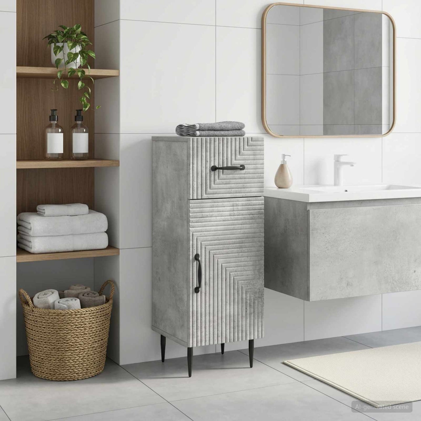 vidaXL Bathroom Storage Cainet HAARLEM Concrete Grey 30 x 31 x 80 cm