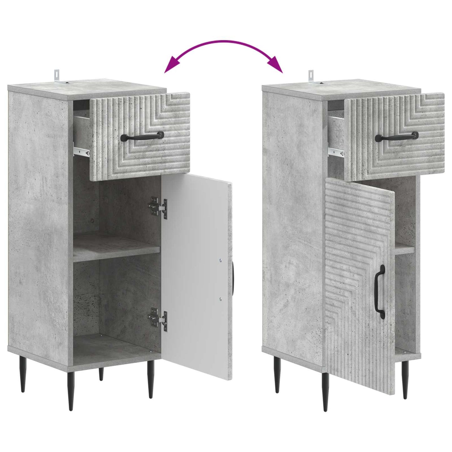 vidaXL Bathroom Storage Cainet HAARLEM Concrete Grey 30 x 31 x 80 cm