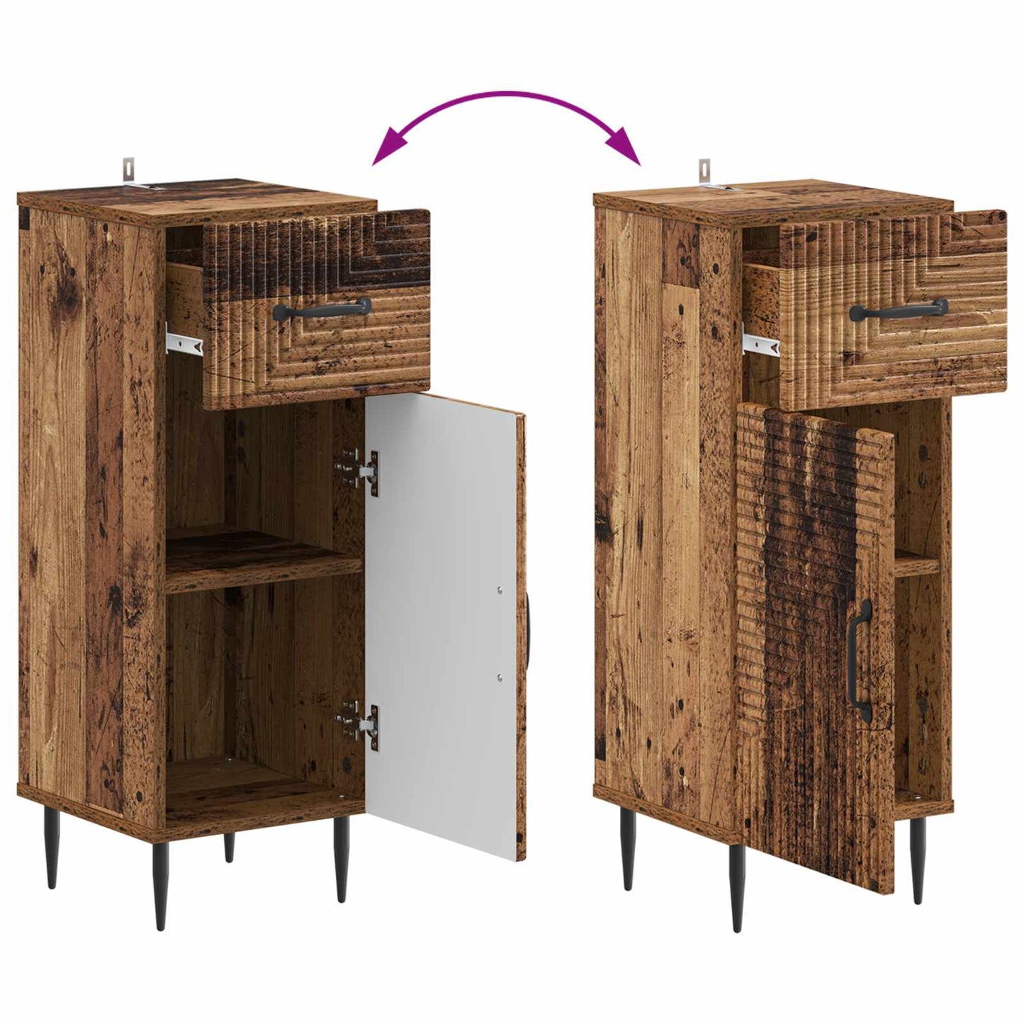 vidaXL Bathroom Storage Cainet HAARLEM Old Wood 30 x 31 x 80 cm