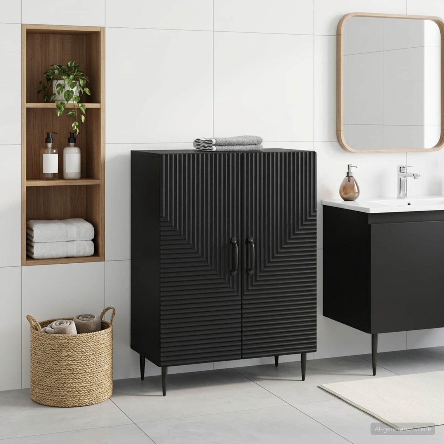 vidaXL Bathroom Storage Cainet HAARLEM Black 59.5 x 31 x 80 cm