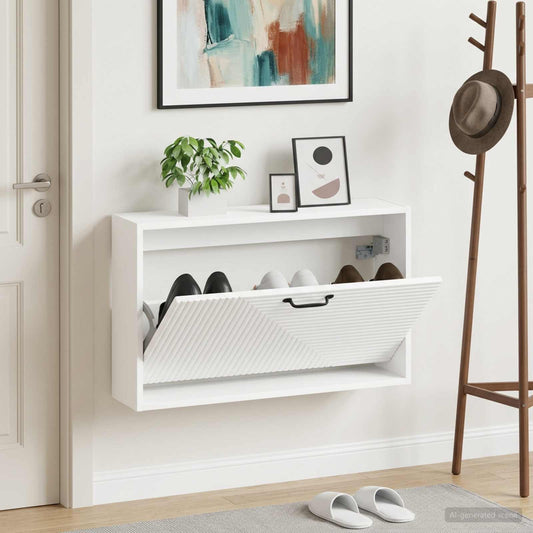 vidaXL Wall-Mounted Shoe Cabinet HAARLEM 71 x 17 x 43 cm White