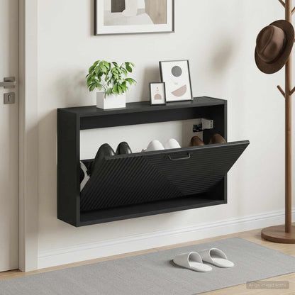 vidaXL Wall-Mounted Shoe Cabinet HAARLEM 71 x 17 x 43 cm Black