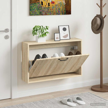 vidaXL Wall-Mounted Shoe Cabinet HAARLEM 71 x 17 x 43 cm Sonoma Oak