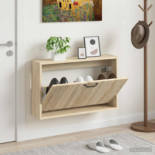 vidaXL Wall-Mounted Shoe Cabinet HAARLEM 71 x 17 x 43 cm Sonoma Oak