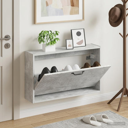 vidaXL Wall-Mounted Shoe Cabinet HAARLEM 71 x 17 x 43 cm Concrete Grey