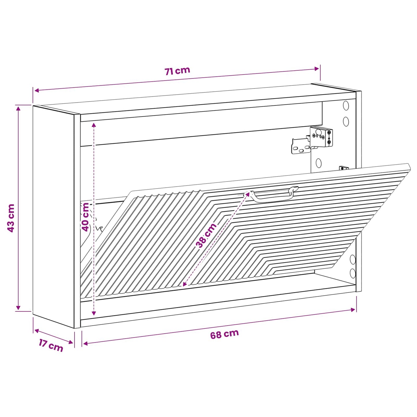 vidaXL Wall-Mounted Shoe Cabinet HAARLEM 71 x 17 x 43 cm Smoked Oak