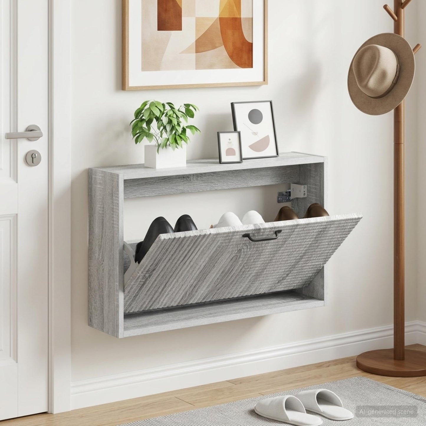vidaXL Wall-Mounted Shoe Cabinet HAARLEM 71 x 17 x 43 cm Grey Sonoma