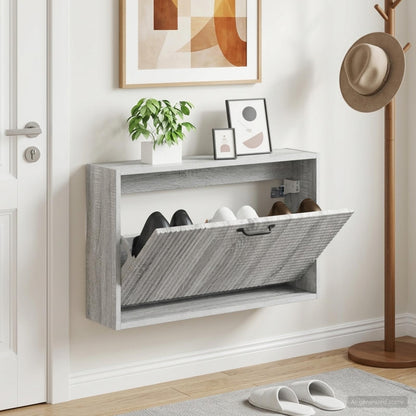 vidaXL Wall-Mounted Shoe Cabinet HAARLEM 71 x 17 x 43 cm Grey Sonoma