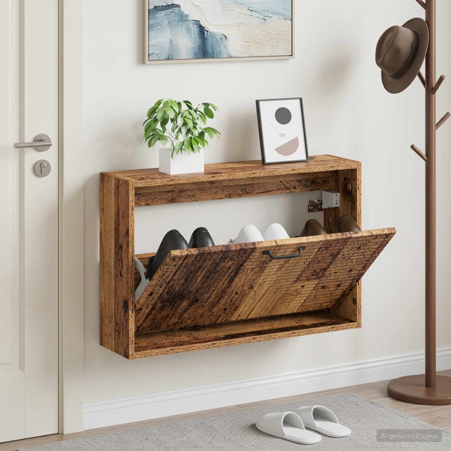 vidaXL Wall-Mounted Shoe Cabinet HAARLEM 71 x 17 x 43 cm Old Wood