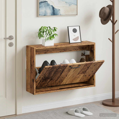 vidaXL Wall-Mounted Shoe Cabinet HAARLEM 71 x 17 x 43 cm Old Wood