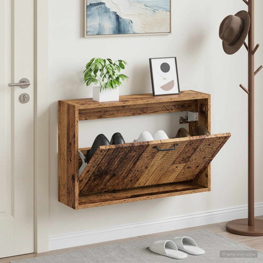 vidaXL Wall-Mounted Shoe Cabinet HAARLEM 71 x 17 x 43 cm Old Wood