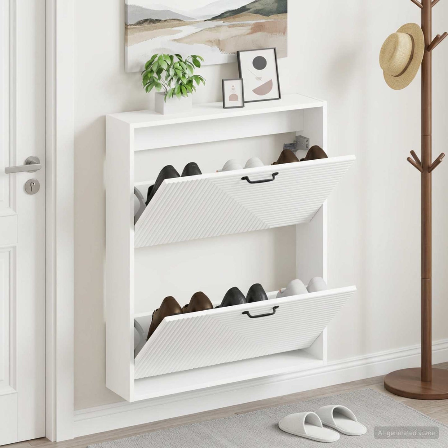 vidaXL Wall-Mounted Shoe Cabinet HAARLEM 71 x 17 x 86 cm White