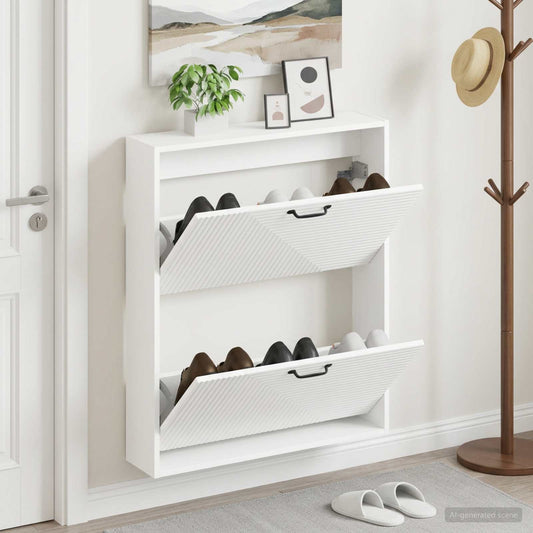 vidaXL Wall-Mounted Shoe Cabinet HAARLEM 71 x 17 x 86 cm White