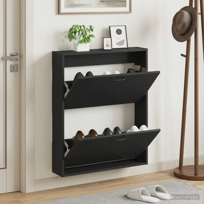 vidaXL Wall-Mounted Shoe Cabinet HAARLEM 71 x 17 x 86 cm Black