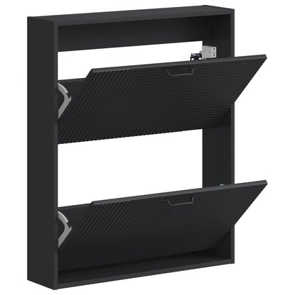 vidaXL Wall-Mounted Shoe Cabinet HAARLEM 71 x 17 x 86 cm Black