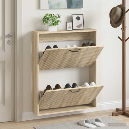 vidaXL Wall-Mounted Shoe Cabinet HAARLEM 71 x 17 x 86 cm Sonoma Oak