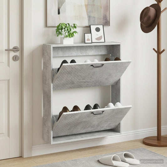 vidaXL Wall-Mounted Shoe Cabinet HAARLEM 71 x 17 x 86 cm Concrete Grey