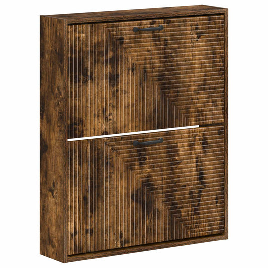 vidaXL Wall-Mounted Shoe Cabinet HAARLEM 71 x 17 x 86 cm Smoked Oak