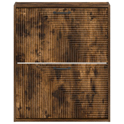vidaXL Wall-Mounted Shoe Cabinet HAARLEM 71 x 17 x 86 cm Smoked Oak