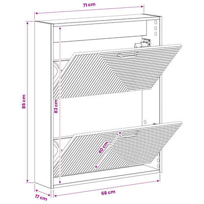 vidaXL Wall-Mounted Shoe Cabinet HAARLEM 71 x 17 x 86 cm Smoked Oak