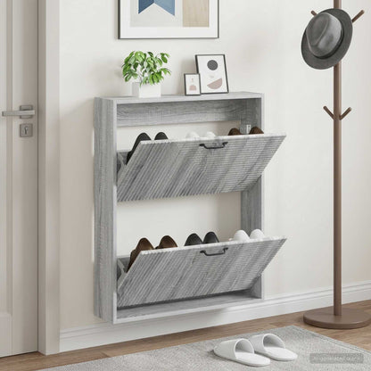 vidaXL Wall-Mounted Shoe Cabinet HAARLEM 71 x 17 x 86 cm Grey Sonoma