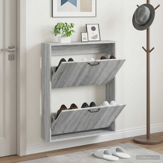 vidaXL Wall-Mounted Shoe Cabinet HAARLEM 71 x 17 x 86 cm Grey Sonoma