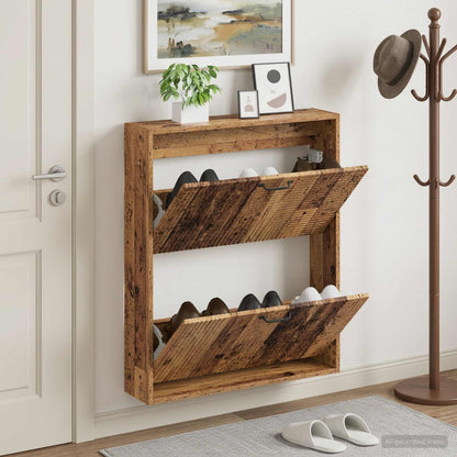 vidaXL Wall-Mounted Shoe Cabinet HAARLEM 71 x 17 x 86 cm Old Wood