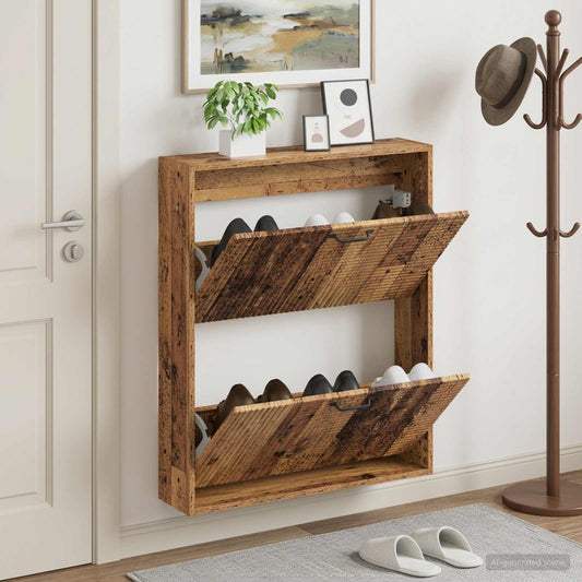 vidaXL Wall-Mounted Shoe Cabinet HAARLEM 71 x 17 x 86 cm Old Wood