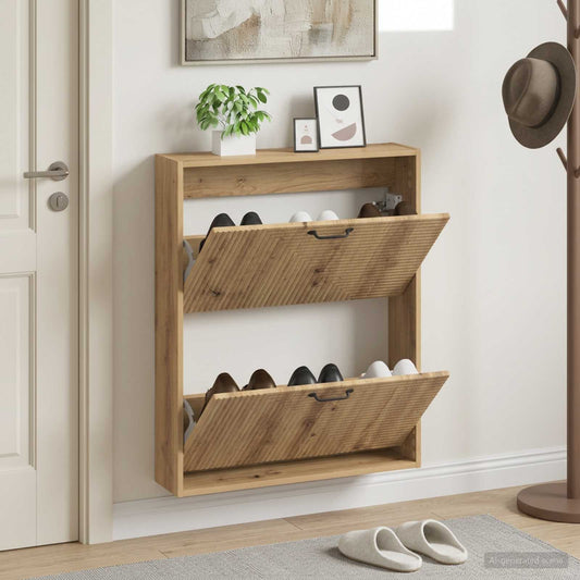vidaXL Wall-Mounted Shoe Cabinet HAARLEM 71 x 17 x 86 cm Artisan Oak